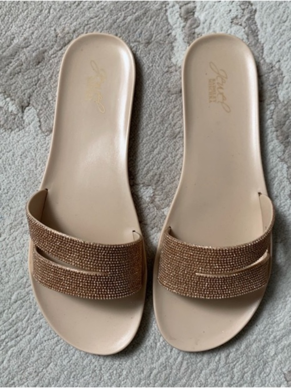 Jewel Badgley Mischka Rose Gold Flats Slip-On Sandals Size 10